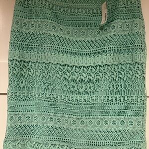 Pixley Light Green Crochet Pencil Skirt